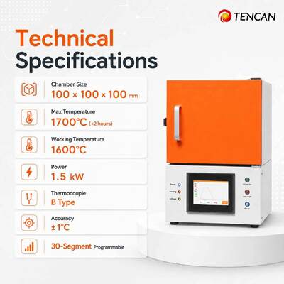 TENCAN CE Chứng nhận Lò nung thiêu kết Zirconia nha khoa 1700°C với bộ gia nhiệt MoSi2 và màn hình cảm ứng 7 inch cho sứ làm răng giả