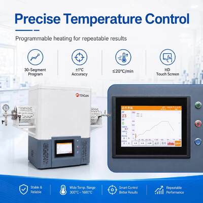 TENCAN TC-12NT 1600 ° C nhiệt độ tối đa lò ống chân không với ống thạch anh tinh khiết cao và điều khiển nhiệt độ có thể lập trình