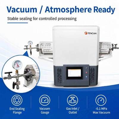 TENCAN TC-12NT 1600 ° C nhiệt độ tối đa lò ống chân không với ống thạch anh tinh khiết cao và điều khiển nhiệt độ có thể lập trình