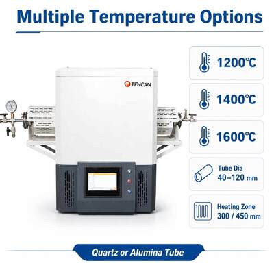 TENCAN TC-12NT 1600 ° C nhiệt độ tối đa lò ống chân không với ống thạch anh tinh khiết cao và điều khiển nhiệt độ có thể lập trình